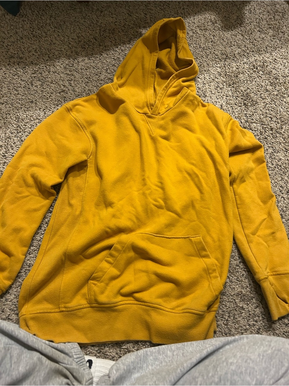 Men's Hooded Pullover Sweatshirt - Mustard Yellow
